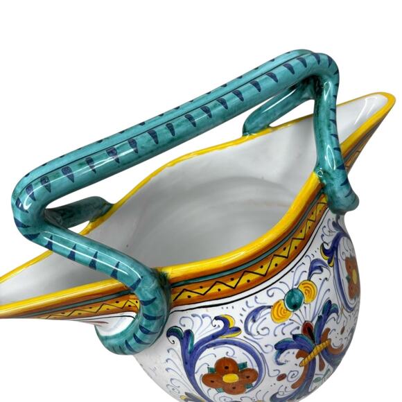 Cama Deruta Italy Hand Painted Majolica Pottery Double Handled Pitcher Vase - Picture 8 of 13